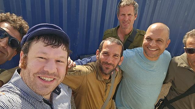 At Yakir base — morning coffee with the soldiers, after performing twice the night before (for two plugas) and staying over on base by invitation · Oct-Nov 2024 mission