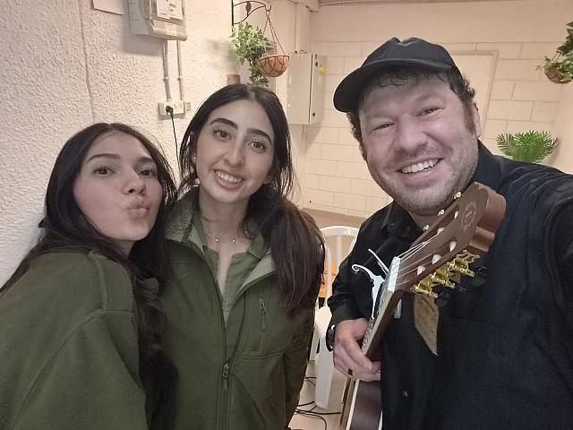 With soldiers at Chativat Yoav, second selfie
