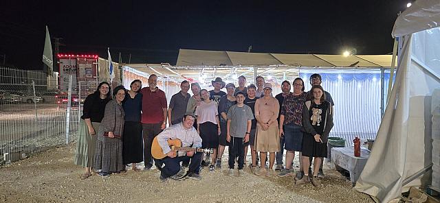 Group at Tzeeilim base, Sukkos 2025 — second performance of the day for active soldiers; earlier that day Jeremy played at the Nitzan treatment day for wounded and lone soldiers